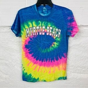 GILDAN Myrtle Beach colorful tie-dye swirl cotton short sleeve shirt size small